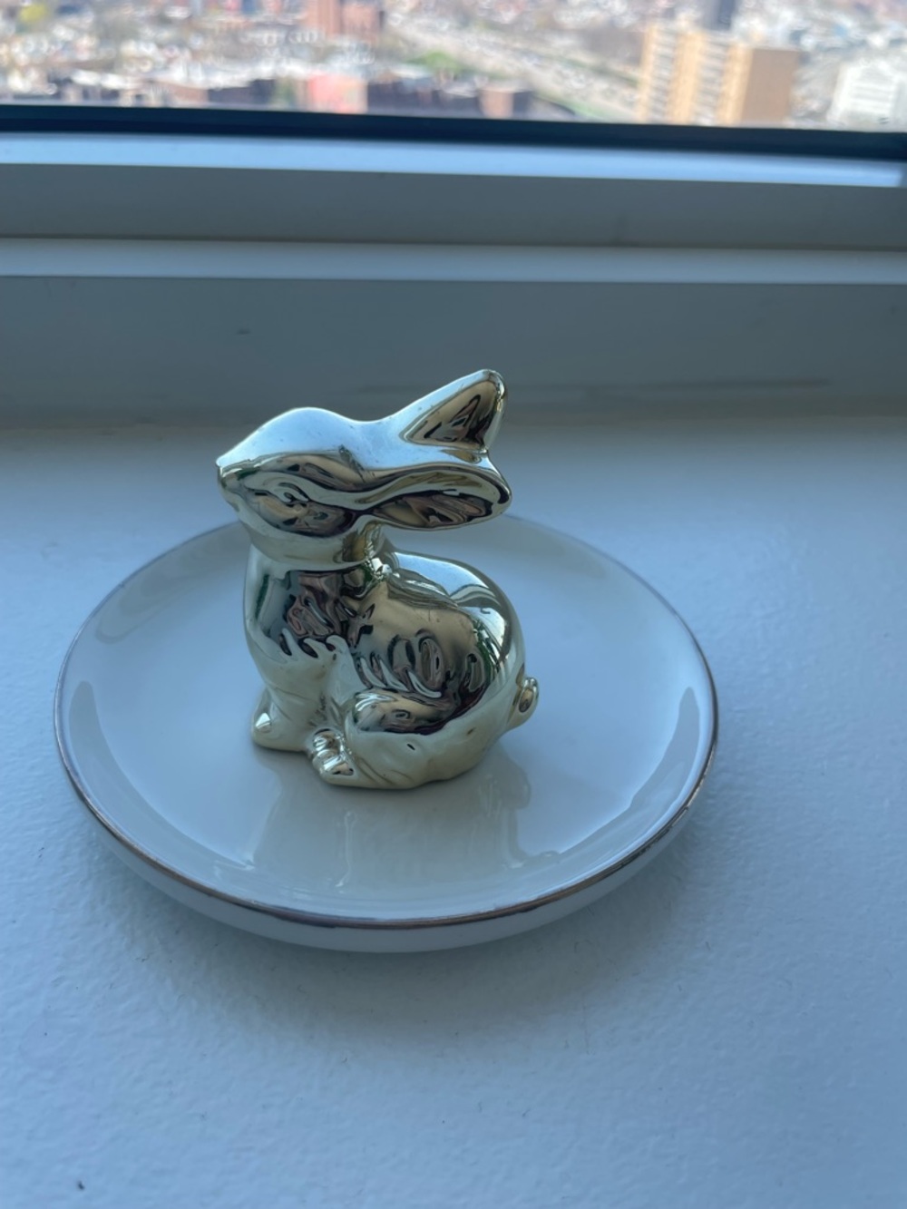 Martha Stewart Gold Ceramic Bunny Ring Dish